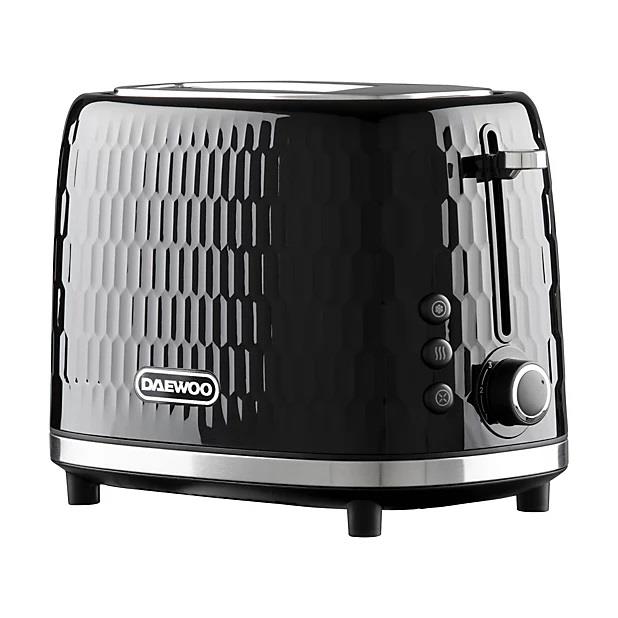Daewoo 2 Slice Honeycomb Toaster Black SDA2605