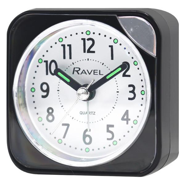 Ravel Small Square Quartz Travel Alarm Clock - Black RC001.33