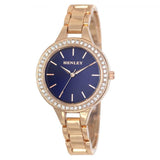 Henley Ladies Bling Blue Dial & Rosegold Bracelet Watch H07323.46