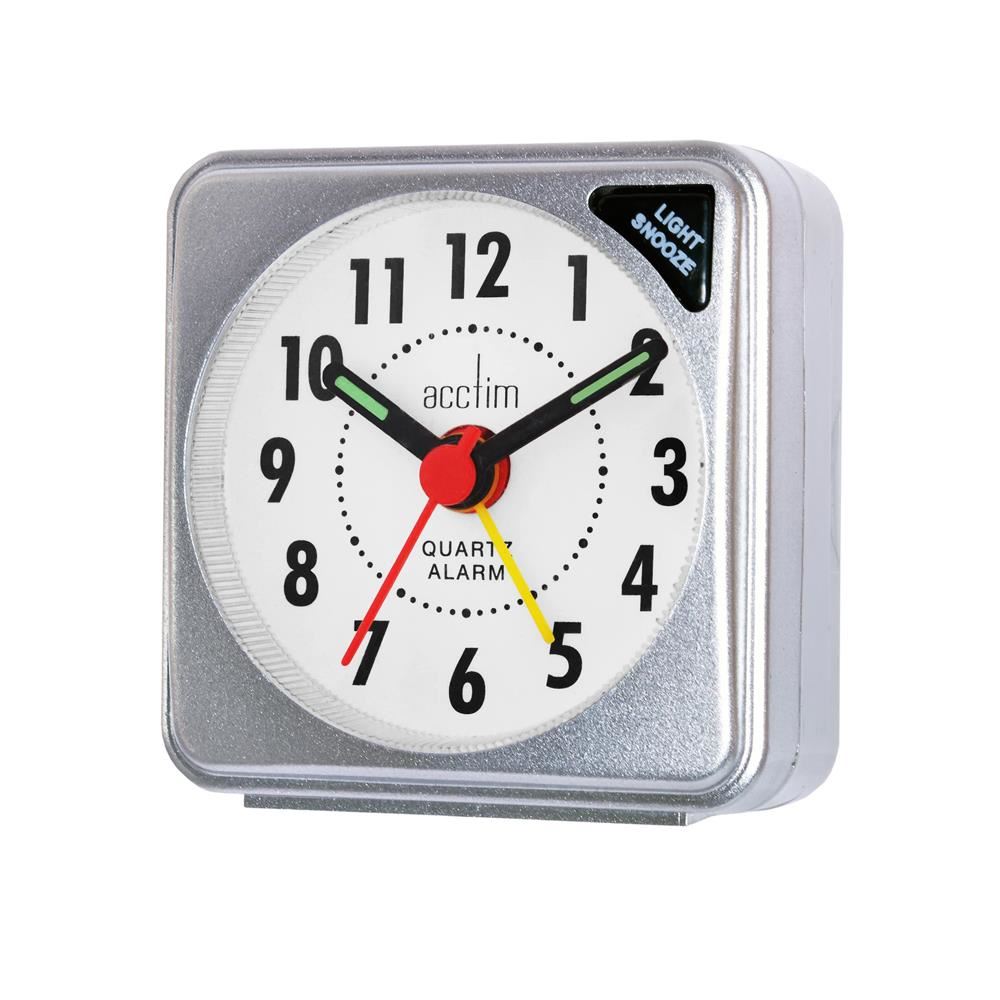 Acctim Ingot Quartz Travel Alarm Clock Light & Snooze - Grey - 12587