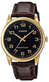Casio Men's Analog Brown Leather Strap Watch MTP-V001GL-1BUDF