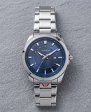 Supleon Men's Silver Stainless Steel Quartz Watch with Blue Dial Gadgetize