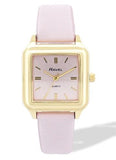 Ravel Ladies Fashion Summertime Square Gilt Case Dial with Pink Leather Strap Watch