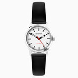 Sekonda Ladies Nordic Silver Case & Black Leather Strap with White Dial Watch