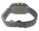 NY London Mens Fashion Bling Assorted Watch Dated Square Silver Dial Silver Bracelet Watch