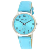 Ravel Ladies Classic Brights Leather Strap Watch Bright Blue