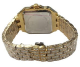 NY London Mens Fashion Bling Assorted Watch Dated Square Gold Dial Gold Bracelet Watch
