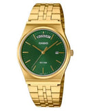 Casio Mens Basic Day Date Green Dial Gold Stainless Steel Bracelet Watch Gadgetize