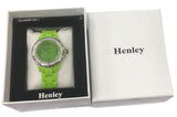 Henley Ladies Bling Fashion Case Lime Green Dial And Plastic Strap Watch H0826.11