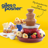 Giles & Posner EK3428G Chocolate Fountain with Fruit Tray and 100 Bamboo Skewers - Red Gadgetize