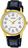 Casio Mens Basic Big Number Dated White Dial Black leather Strap watch