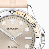 Sekonda Ladies  Balearic Silver Alloy Case & Peach Rubber Strap with Peach Dial 40568