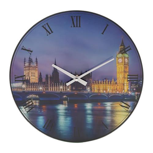 Widdop Glass 30cm House of Parliament Design Wall Clock W9823