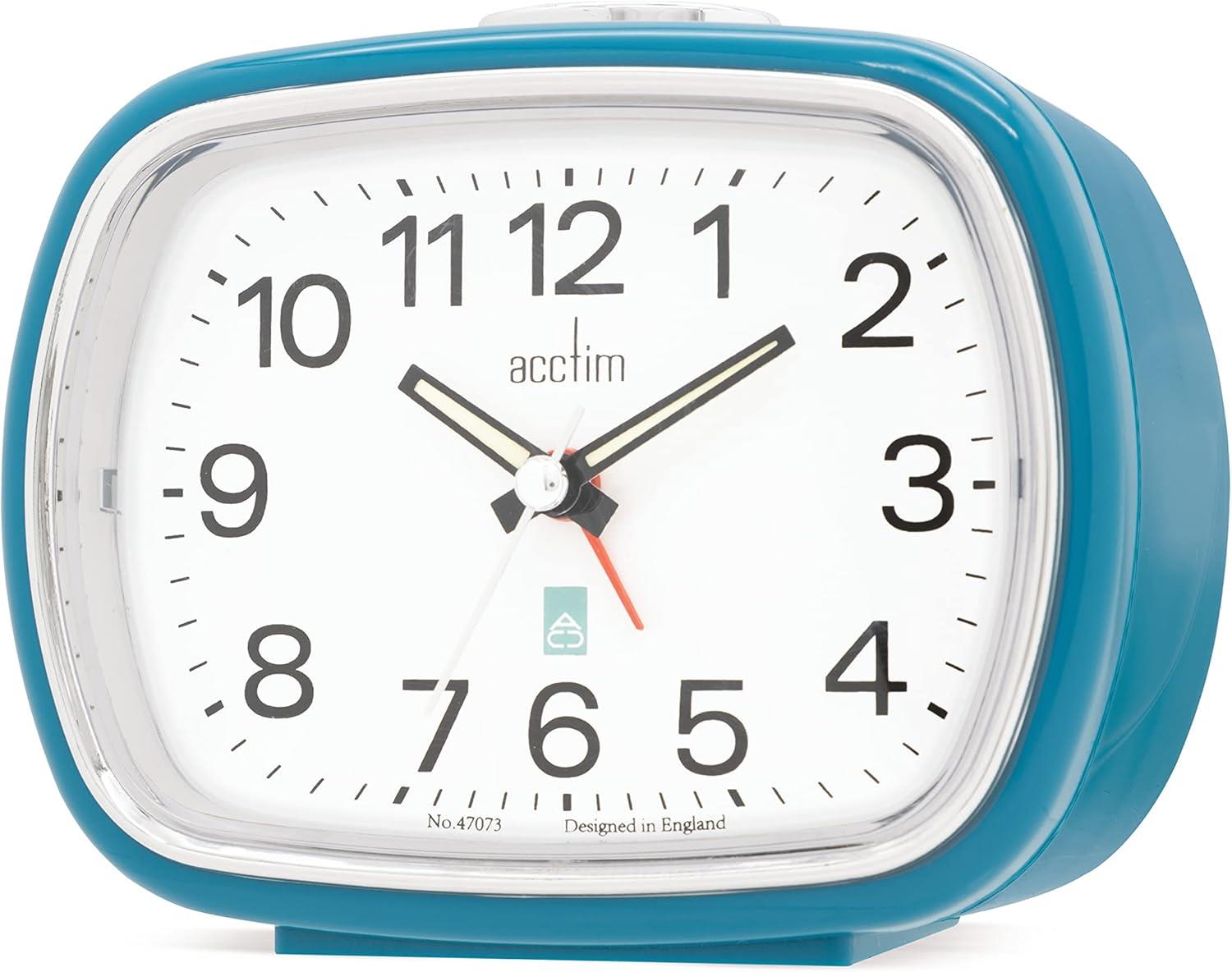 Acctim Camille Analogue Quartz Luminous Hands Chrome Bezel Alarm Clock Kale