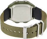 Casio Mens Digital World Time Alarm Green Velcro Strap Watch