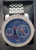 NY London Mens Multi Eye Bling Dial Analogue Metal Bracelet Strap Watch PI-7709 SIL-BLU
