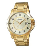 Casio Mens Water resistant Dated Golden Dial Golden Stainless Steel Watch