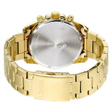 Lorus Mens 43mm Chronograph Tachymeter Quartz Dated Black Dial Golden Steel Bracelet Watch
