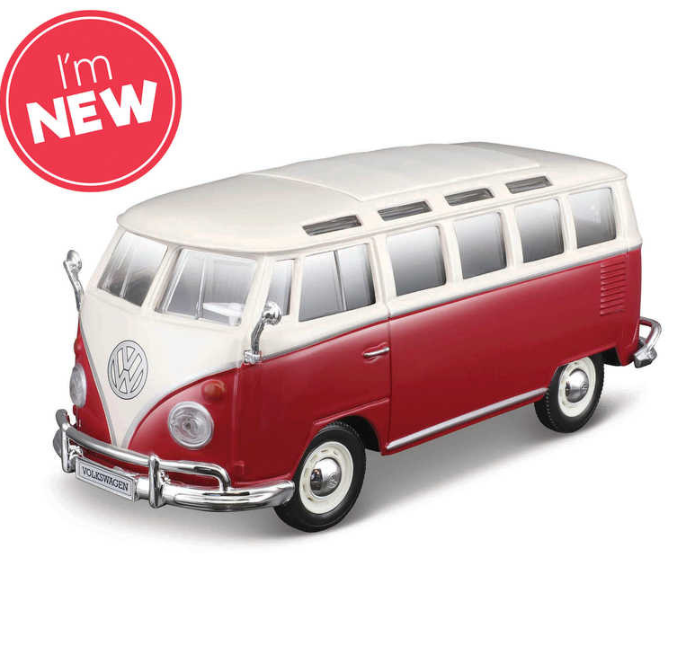 Model kit that builds into a 1:24 scale diecast VW Volkswagen Samba Van
