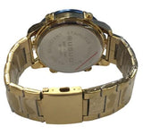 Ousuo Mens Fashion Ana Digital Big Dated Blue Dial Gold Plated Bracelet Watch NY London