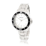 Henley Mens Fashion Round Case Dial with Black Top Ring Silver Plated Bracelet Watch H04002