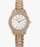 Ravel Plus Women's Round Cased Stone Set Jewellery Rose-Gold Dress Watch
