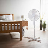 Benross 16 inch 3-Speed Pedestal Stand Fan Oscillating and Tilting Head White- 43930