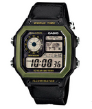 Casio Mens Digital World Time Illuminator Green Watch