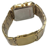 S135 Mens Chronograph Fashion Ana Digital Square Big Dated White Dial Gold Plated Bracelet Watch NY London