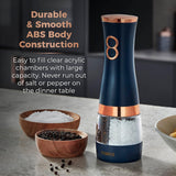 Tower Electric Salt and Pepper Mill Battery Ceramic Grinders Blue