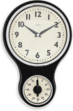 Acctim Kitchen Time 20cm Timer Quartz Retro Style Domed Glass Lens Black Wall Clock 21593