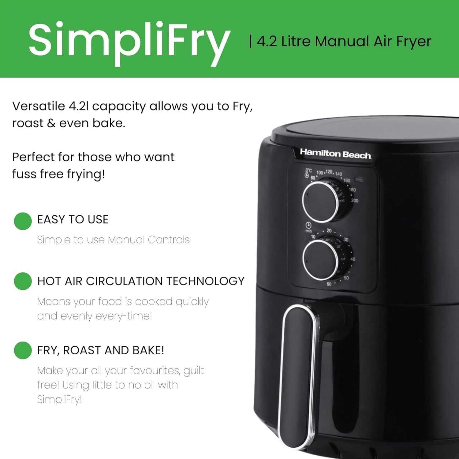 Hamilton Beach SimpliFry 4.2L Air Fryer 1800W