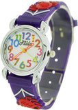 Relda Children's Analog Spiders & Web On Purple Silicone Strap Girl's Watch REL103