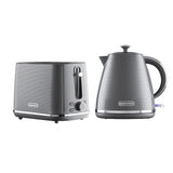 Daewoo Stirling 1.7L Pyramid Electric Kettle + 2 Slice Toaster Grey