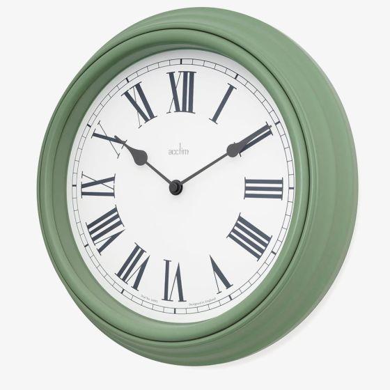 Acctim Devonshire Traditional 28cm Quartz Sage Green Wall Clock 22715