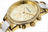 Mark Maddox Ladies Chronograph Display Bling Gold Dial and Gold Plated Bracelet Watch MP6002-25 CLEARANCE NEEDS RE-BATTERY