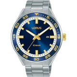 Lorus Men's Dated Blue Dial With Stainless Steel Bracelet Watch RH933NX9