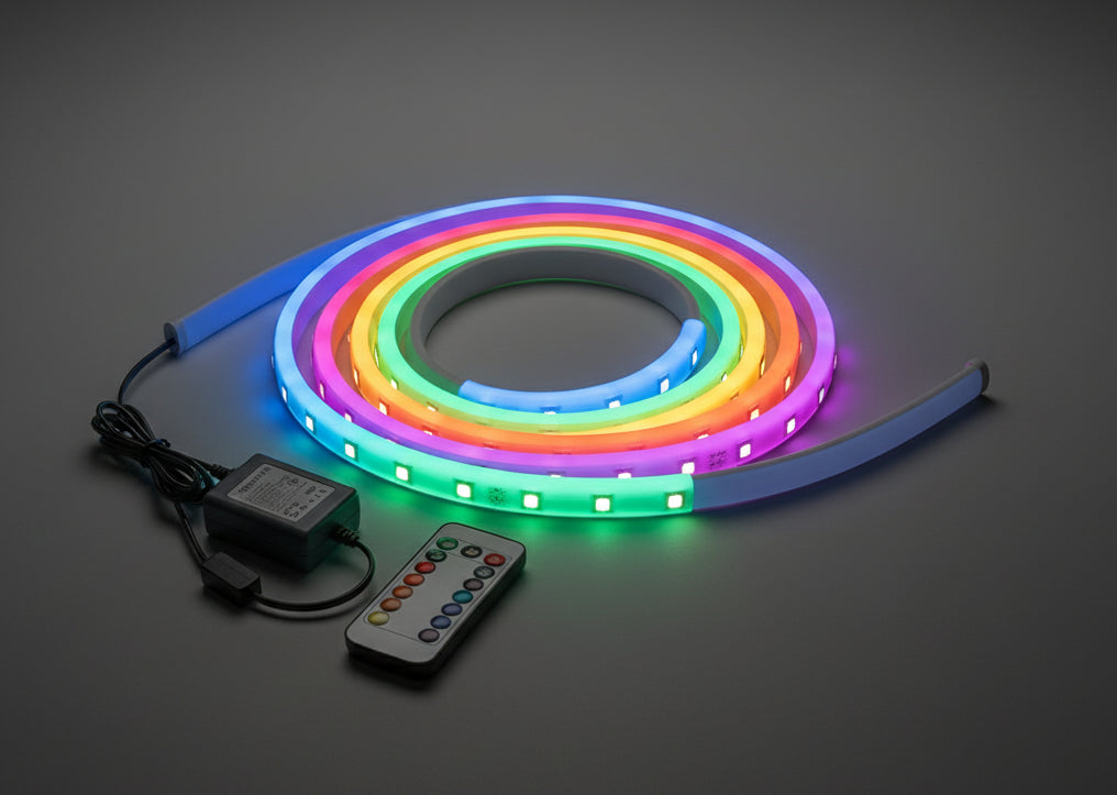 ExtraStar Neon LED Strip 5M Cable with Power Adapter andRemote Control, 9W/M, RGB