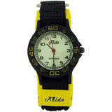 Relda Children's Analogue Nite-Glo Quartz Luminous Dial Yellow & Black Velcro Strap Girls/Boy Watch REL59