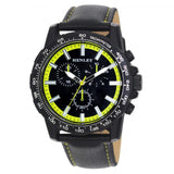 Henley Mens Satin Black Sports Coloured Stitch Multi Eye Watch Black/Lime Green H03015.11