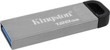 Kingston DataTraveler Kyson USB 3.2 Gen 1 Flash Drive 128GB - Stylish Capless Metal Case