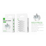 Woox MX0170 UK Folding Pin Type-C 20W PD & USB 3A QC Wall Charger without Cable, White