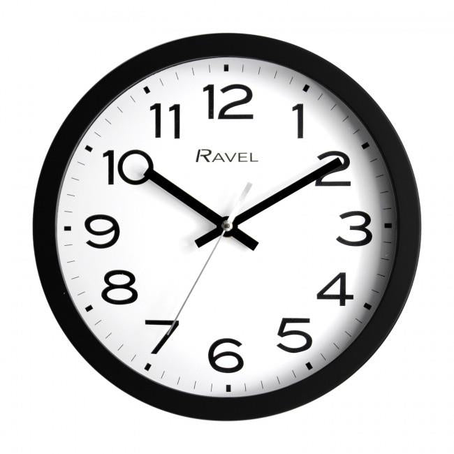 Ravel 25cm White Dial Black Wall Clock R.WC.25.3