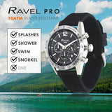 Ravel Mens Fashion Sports 100m Water Resistant Chronograph Dated Dial Rubber Strap Watch RPR-M Available Multi Colors