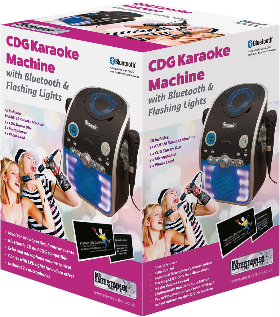 Mr Entertainer CDG Karaoke Machine With Bluetooth & Flashing LED Light Gadgetize