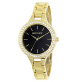 Henley Ladies Bling Black Dial & Gold Bracelet Watch H07323.23
