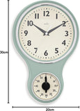 Acctim Kitchen Time 20cm Timer Quartz Retro Style Domed Glass Lens Sage Wall Clock 21598 Gadgetize