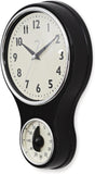 Acctim Kitchen Time 20cm Timer Quartz Retro Style Domed Glass Lens Black Wall Clock 21593