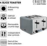 Tower Sera 4 Slice Toaster Grey 1800W Gadgetize