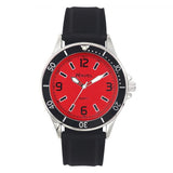 Ravel Mens Sports Red Dial Black Silicone Strap Watch
